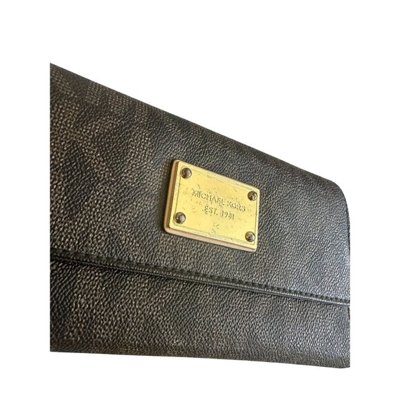 MICHAEL KORS Brown Logo Leather Clutch Wallet - Picture 3 of 8